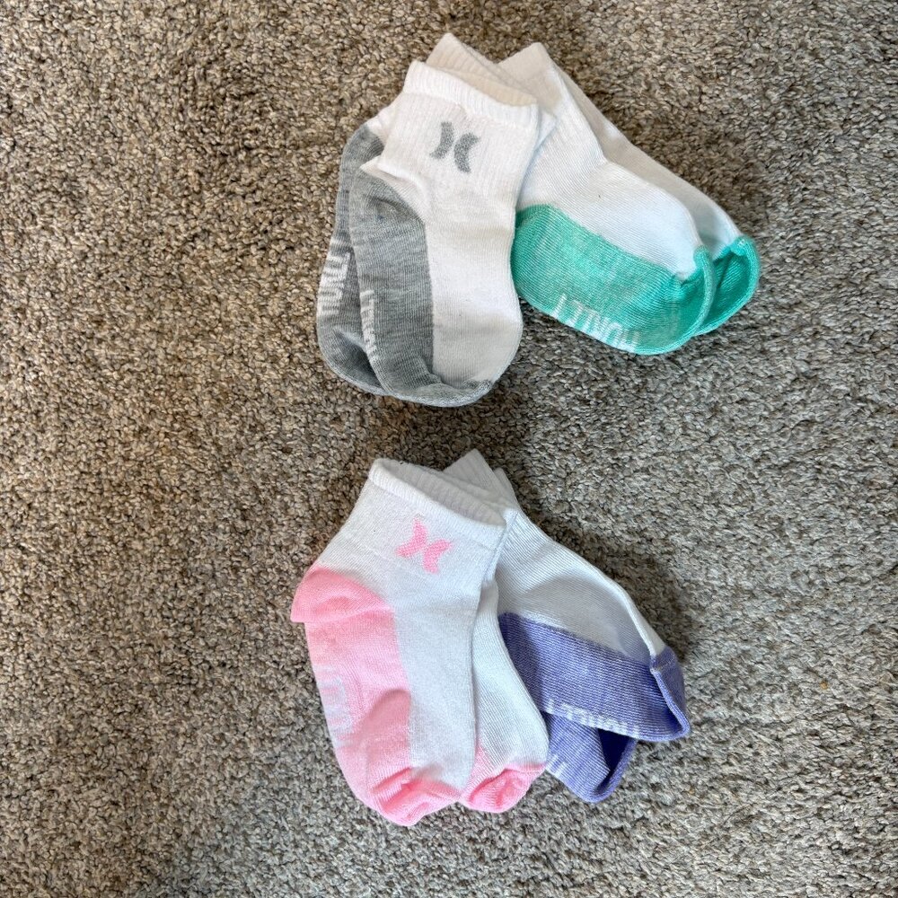 Hurley Toddler Baby Girl Socks NEW 4 pairs